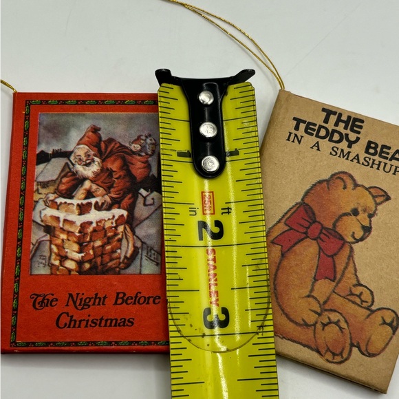 Vintage Set Night Before Christmas Mini Book Ornaments Teddy Bears Taiwan - Picture 11 of 11